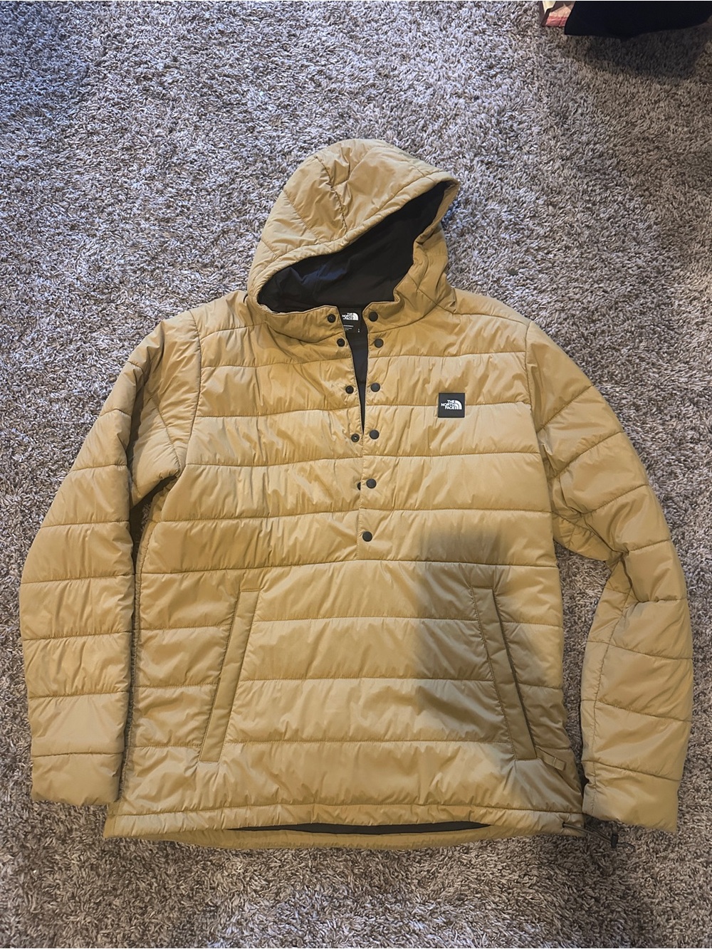 The North Face Men's Hooded Quilted Pullover Jacket - Mustard/Tan